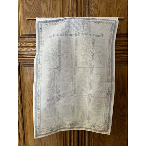 Vintage Bavarian Swearing Calendar Tapestry Fabric Hanging Cloth Tea Towel Decor - Picture 3 of 4